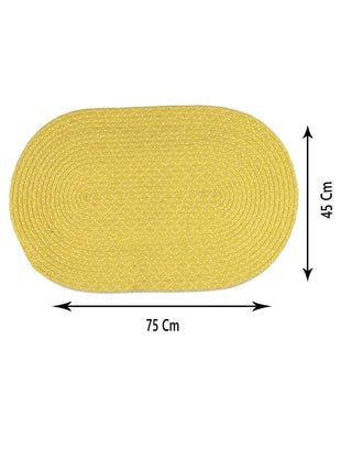 FABINALIV Set of 2 Yellow Abstract Cotton Blend Door Mats (75X45 cm)