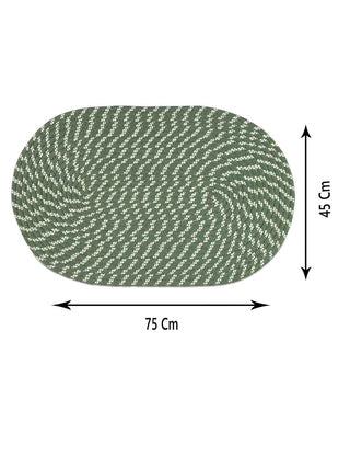 FABINALIV Set of 2 Green Abstract Cotton Blend Door Mats (75X45 cm)