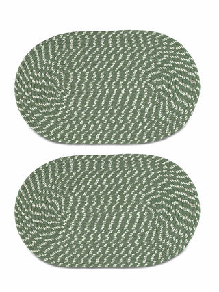 FABINALIV Set of 2 Green Abstract Cotton Blend Door Mats (75X45 cm)