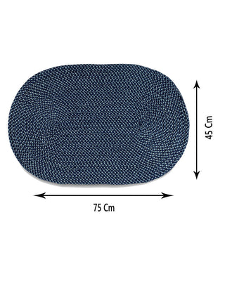 FABINALIV Set of 2 Blue Abstract Cotton Blend Door Mats (75X45 cm)