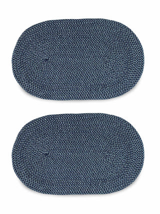 FABINALIV Set of 2 Blue Abstract Cotton Blend Door Mats (75X45 cm)