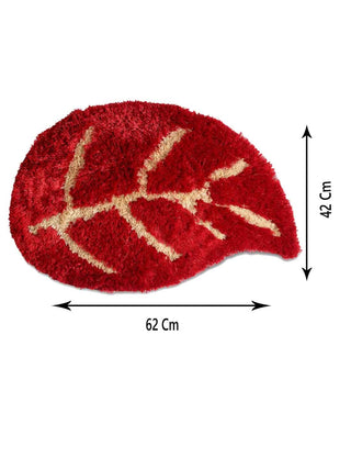 FABINALIV Set of 2 Red Floral Polyester Door Mats (62X42 cm)