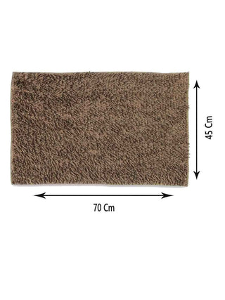 FABINALIV Set of 2 Brown Solid Cotton Blend Door Mats (70X45 cm)