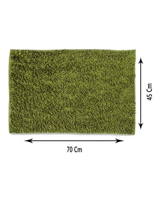 FABINALIV Set of 2 Green Solid Cotton Blend Door Mats (70X45 cm)