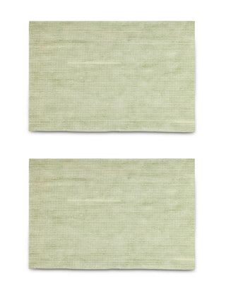 FABINALIV Set of 2 Green Solid Cotton Blend Door Mats (70X45 cm)