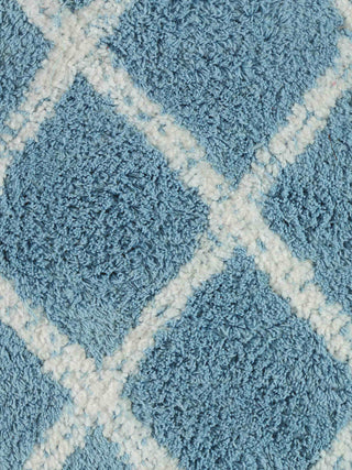 FABINALIV Blue Geometric Cotton Blend Door Mat (60X40 cm)