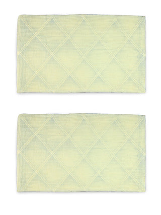 FABINALIV Set of 2 Blue Geometric Cotton Blend Door Mats (60X40 cm)