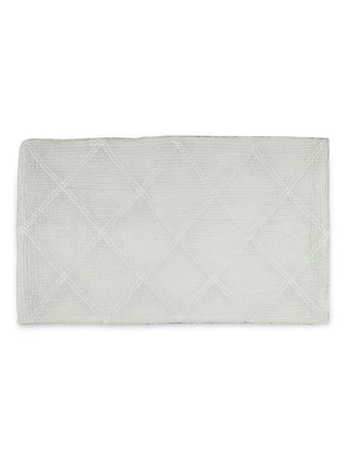 FABINALIV Grey Geometric Cotton Blend Door Mat (60X40 cm)