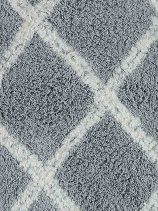FABINALIV Grey Geometric Cotton Blend Door Mat (60X40 cm)