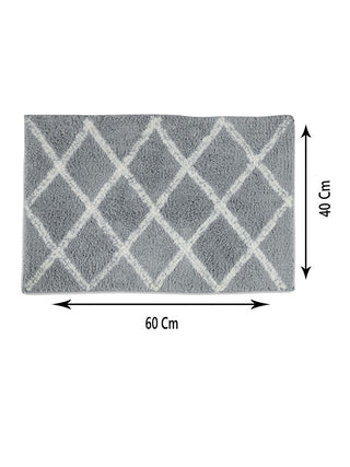 FABINALIV Set of 2 Grey Geometric Cotton Blend Door Mats (60X40 cm)