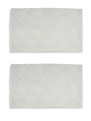 FABINALIV Set of 2 Grey Geometric Cotton Blend Door Mats (60X40 cm)