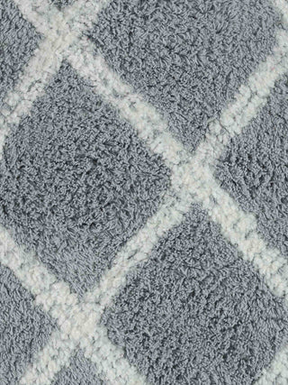 FABINALIV Set of 2 Grey Geometric Cotton Blend Door Mats (60X40 cm)