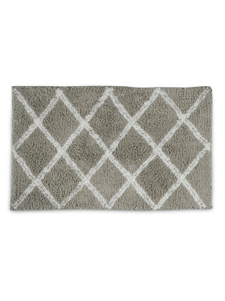 FABINALIV Beige Geometric Cotton Blend Door Mat (60X40 cm)