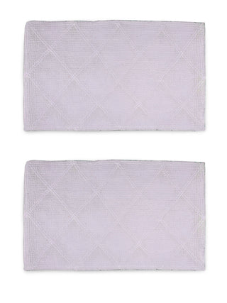 FABINALIV Set of 2 Beige Geometric Cotton Blend Door Mats (60X40 cm)
