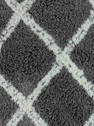 FABINALIV Grey Geometric Cotton Blend Door Mat (60X40 cm)
