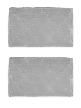 FABINALIV Set of 2 Grey Geometric Cotton Blend Door Mats (60X40 cm)