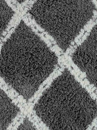 FABINALIV Set of 2 Grey Geometric Cotton Blend Door Mats (60X40 cm)