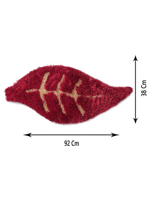 FABINALIV Set of 2 Red Floral Polyester Door Mats (92X38 cm)