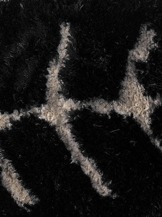 FABINALIV Set of 2 Black Floral Polyester Door Mats (92X38 cm)