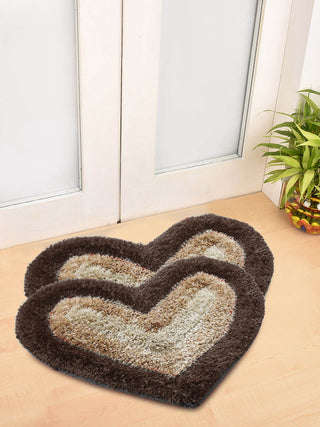 FABINALIV Set of 2 Brown Solid Polyester Door Mats (58X45 cm)