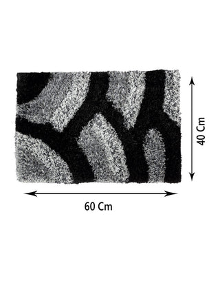 FABINALIV Set of 2 Black Geometric Polyester Door Mats (60X40 cm)