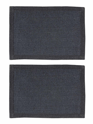 FABINALIV Set of 2 Black Geometric Polyester Door Mats (60X40 cm)