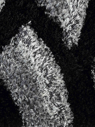 FABINALIV Set of 2 Black Geometric Polyester Door Mats (60X40 cm)