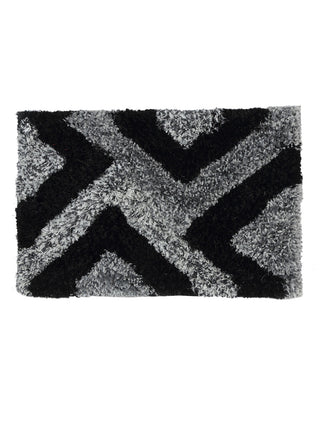 FABINALIV Black Geometric Polyester Door Mat (60X40 cm)