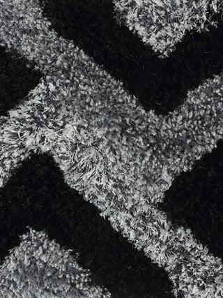 FABINALIV Set of 2 Black Geometric Polyester Door Mats (60X40 cm)