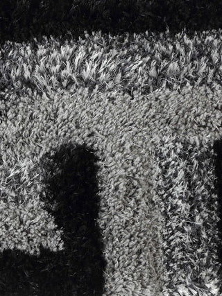 FABINALIV Set of 2 Black Geometric Polyester Door Mats (60X40 cm)