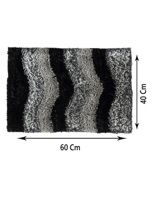FABINALIV Set of 2 Black Abstract Polyester Door Mats (60X40 cm)