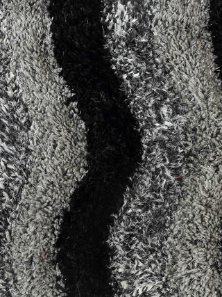 FABINALIV Set of 2 Black Abstract Polyester Door Mats (60X40 cm)