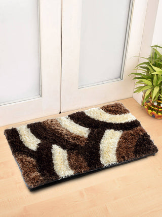 FABINALIV Brown Geometric Polyester Door Mat (60X40 cm)