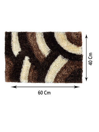 FABINALIV Set of 2 Brown Geometric Polyester Door Mats (60X40 cm)