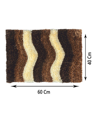 FABINALIV Set of 2 Brown Abstract Polyester Door Mats (60X40 cm)