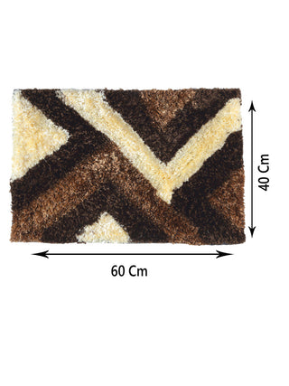 FABINALIV Set of 2 Brown Geometric Polyester Door Mats (60X40 cm)