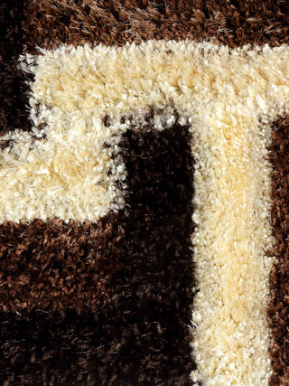 FABINALIV Set of 2 Brown Geometric Polyester Door Mats (60X40 cm)