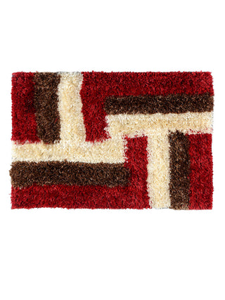 FABINALIV Red Geometric Polyester Door Mat (60X40 cm)