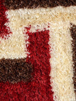 FABINALIV Set of 2 Red Geometric Polyester Door Mats (60X40 cm)