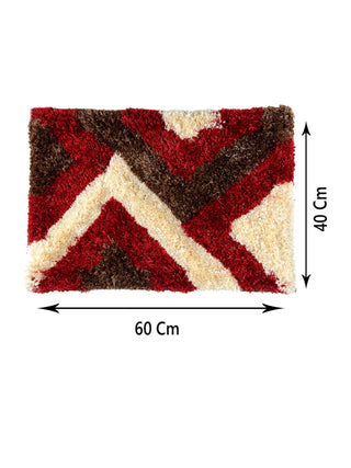 FABINALIV Set of 2 Red Geometric Polyester Door Mats (60X40 cm)