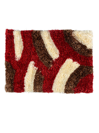 FABINALIV Red Geometric Polyester Door Mat (60X40 cm)