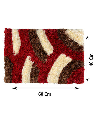 FABINALIV Set of 2 Red Geometric Polyester Door Mats (60X40 cm)