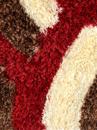 FABINALIV Set of 2 Red Geometric Polyester Door Mats (60X40 cm)