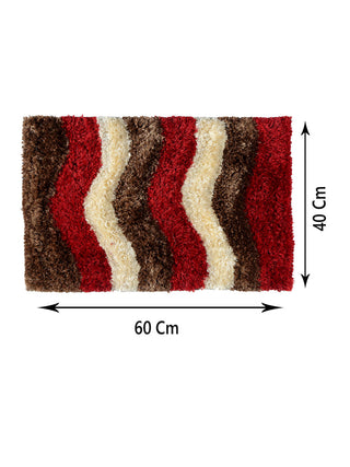 FABINALIV Set of 2 Red Abstract Polyester Door Mats (60X40 cm)