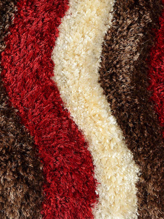 FABINALIV Set of 2 Red Abstract Polyester Door Mats (60X40 cm)