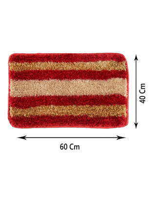 FABINALIV Red Striped Polyester Door Mat (60X40 cm)