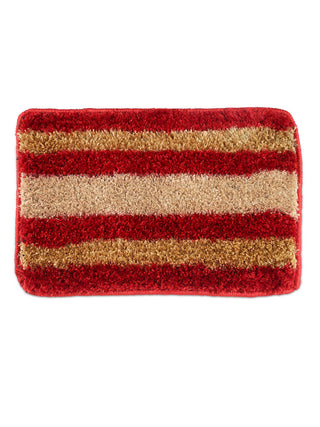 FABINALIV Red Striped Polyester Door Mat (60X40 cm)