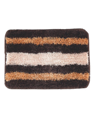 FABINALIV Brown Striped Polyester Door Mat (60X40 cm)