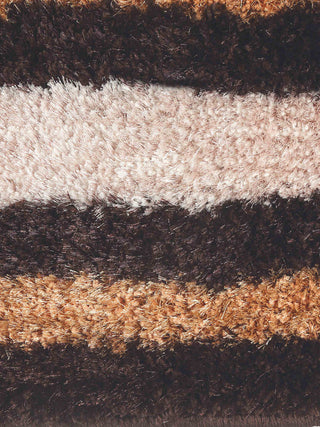 FABINALIV Brown Striped Polyester Door Mat (60X40 cm)