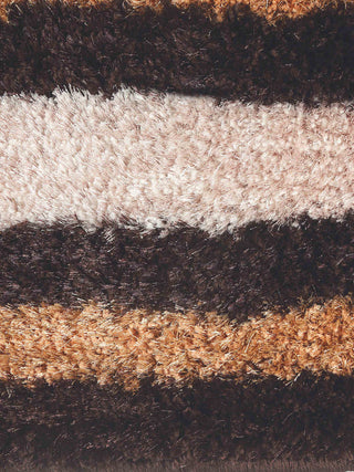 FABINALIV Set of 2 Brown Striped Polyester Door Mats (60X40 cm)
